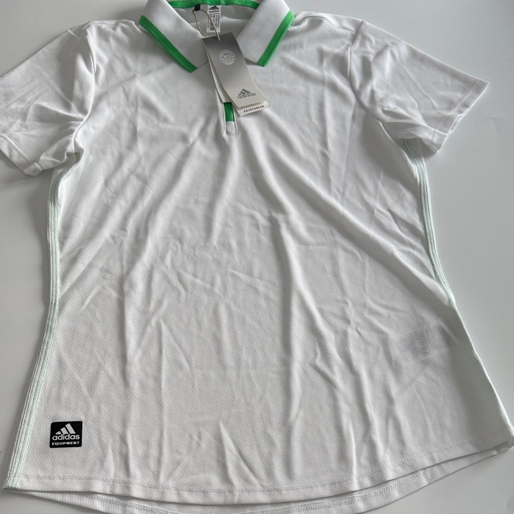 Adidas White Polo with Green Accents